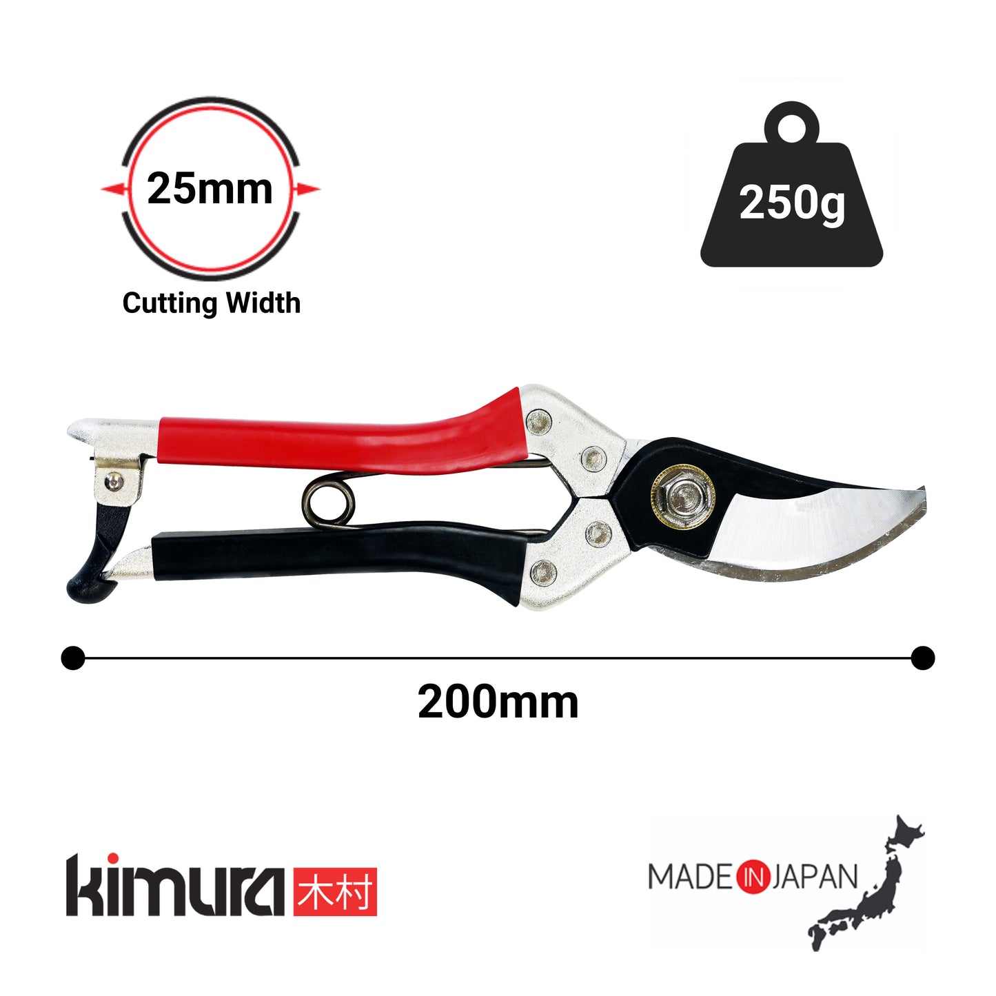 Kimura Samurai 8” Pruning Shears, Yasugi Steel, Made in Japan