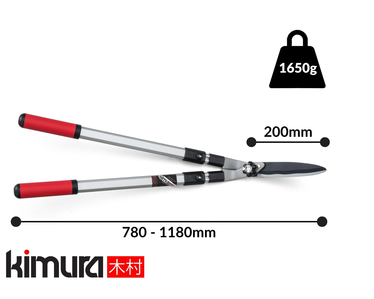 Kimura Pro Heavy Duty Lawn Shears - Wavy Japanese SK5 Steel Blades, Lightweight Handles, For Lawn Edging, 780-1180mm