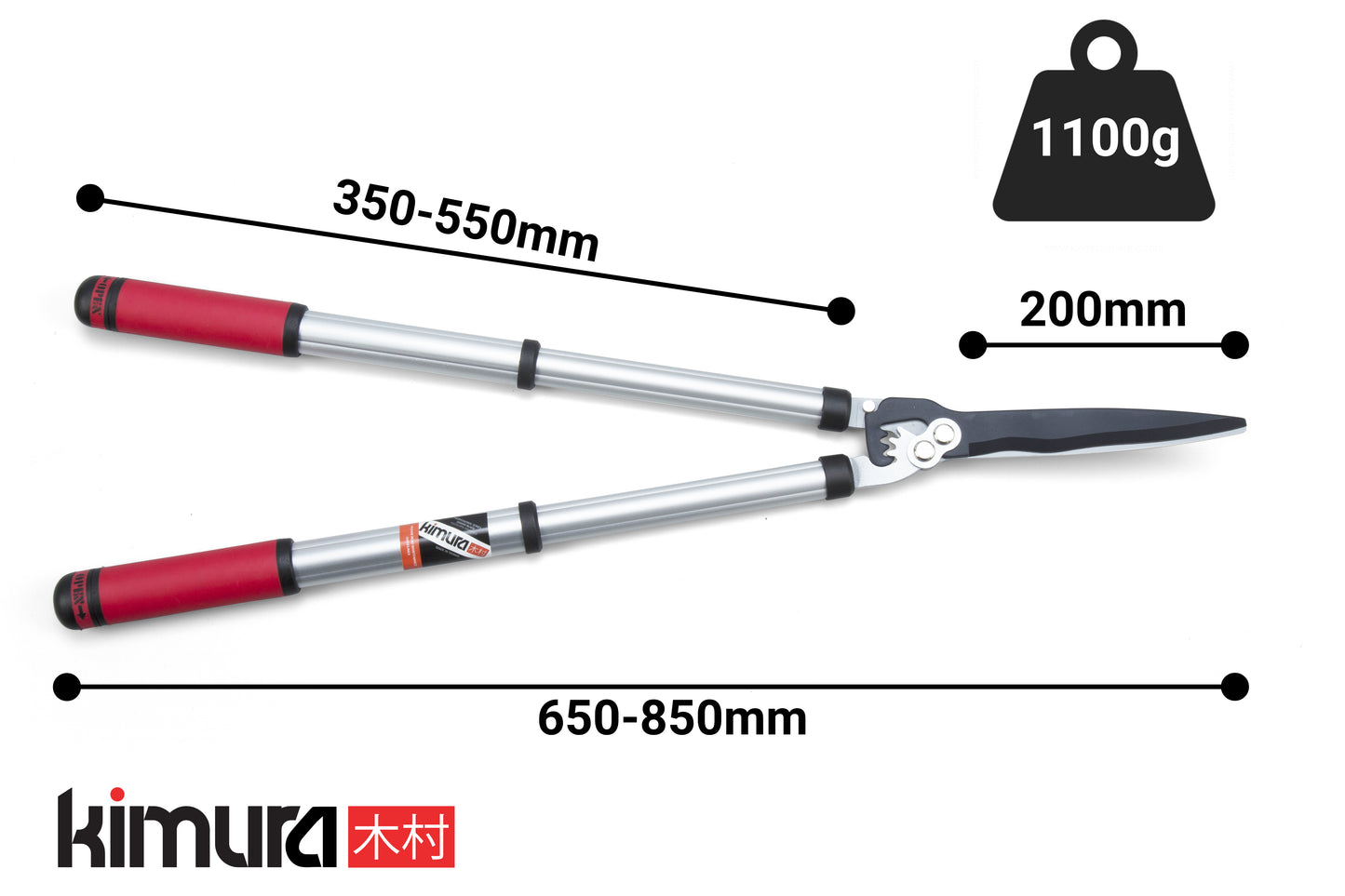 Kimura Pro Telescopic Hedge Shears, Japanese SK5 Steel Blades, Patented Gearing Technology