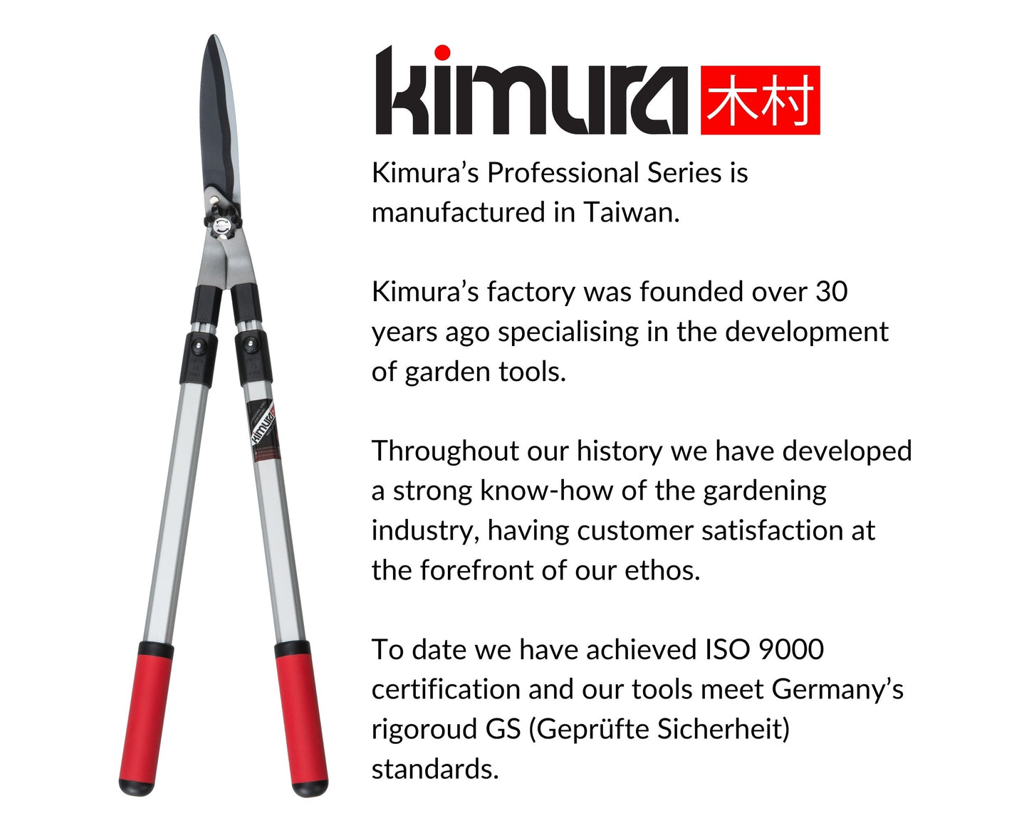 Kimura Pro Heavy Duty Lawn Shears - Wavy Japanese SK5 Steel Blades, Lightweight Handles, For Lawn Edging, 780-1180mm