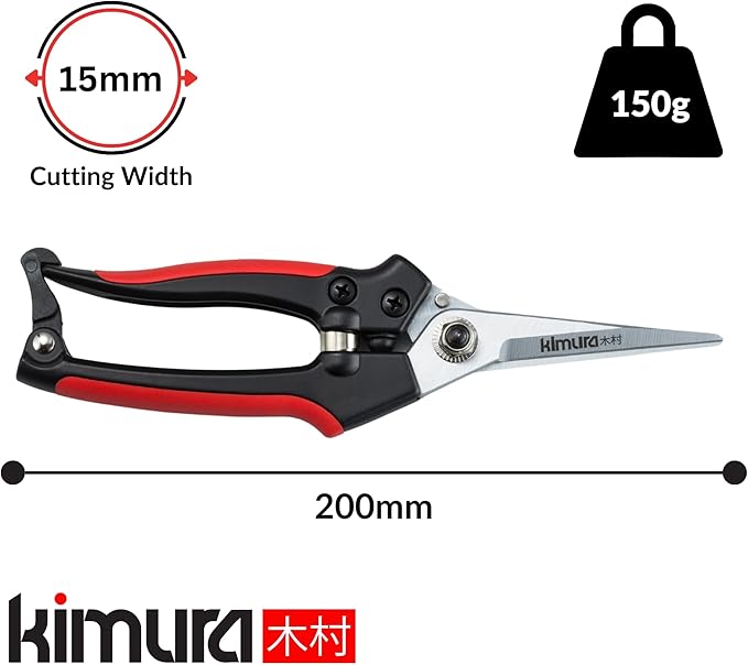 Kimura Pro 8” Pruning Scissors, Japanese Hi-Carbon SK5 Steel Blades