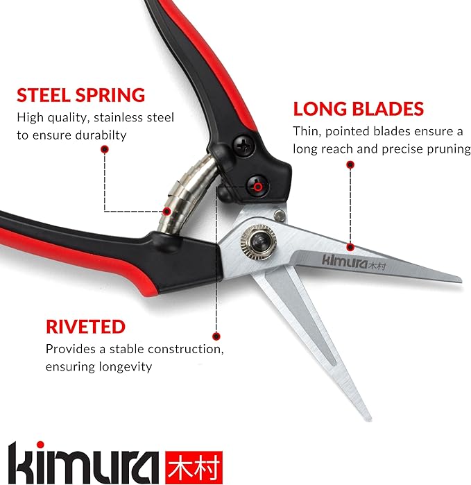 Kimura Pro 8” Pruning Scissors, Japanese Hi-Carbon SK5 Steel Blades