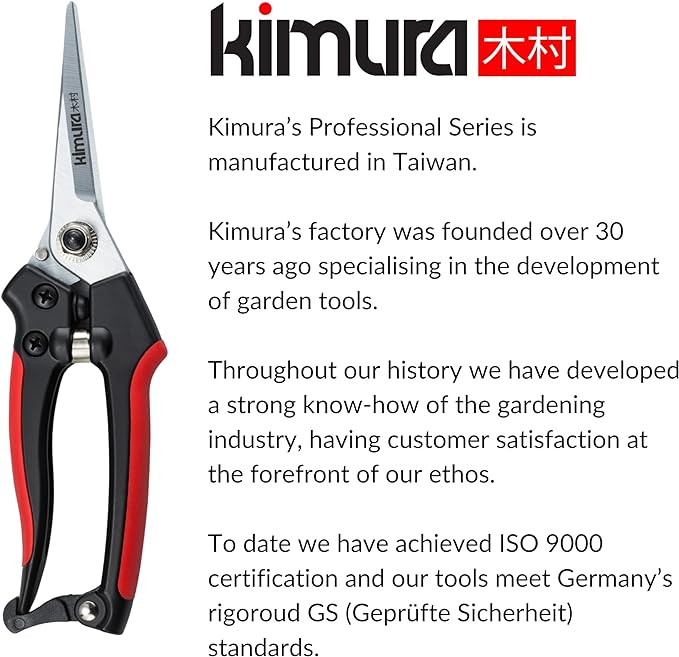 Kimura Pro 8” Pruning Scissors, Japanese Hi-Carbon SK5 Steel Blades