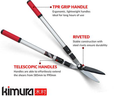 Kimura Pro Heavy Duty Lawn Shears - Wavy Japanese SK5 Steel Blades, Lightweight Handles, For Lawn Edging, 780-1180mm
